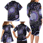 Australia NAIDOC Week Family Matching Long Sleeve Bodycon Dress and Hawaiian Shirt Happy 50th Anniversary Purple Version