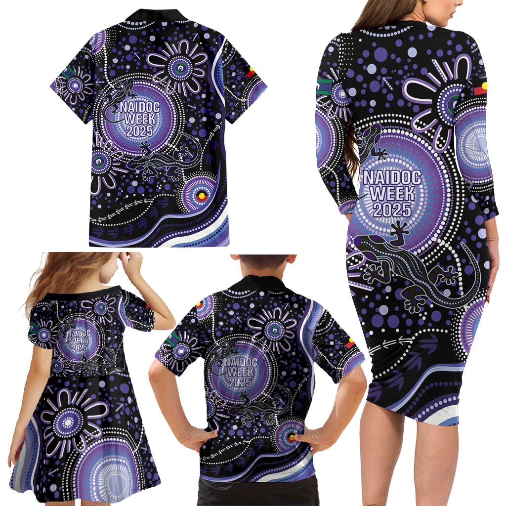 Australia NAIDOC Week Family Matching Long Sleeve Bodycon Dress and Hawaiian Shirt Happy 50th Anniversary Purple Version