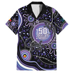 Australia NAIDOC Week Family Matching Long Sleeve Bodycon Dress and Hawaiian Shirt Happy 50th Anniversary Purple Version