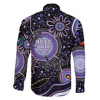 Australia NAIDOC Week Family Matching Long Sleeve Bodycon Dress and Hawaiian Shirt Happy 50th Anniversary Purple Version