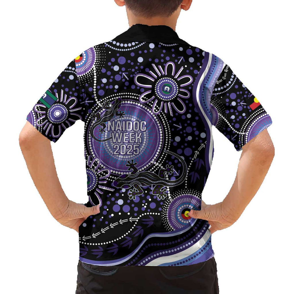 Australia NAIDOC Week Family Matching Off The Shoulder Long Sleeve Dress and Hawaiian Shirt Happy 50th Anniversary Purple Version
