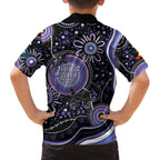 Australia NAIDOC Week Family Matching Off The Shoulder Long Sleeve Dress and Hawaiian Shirt Happy 50th Anniversary Purple Version
