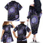 Australia NAIDOC Week Family Matching Off The Shoulder Long Sleeve Dress and Hawaiian Shirt Happy 50th Anniversary Purple Version