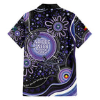 Australia NAIDOC Week Family Matching Off The Shoulder Long Sleeve Dress and Hawaiian Shirt Happy 50th Anniversary Purple Version