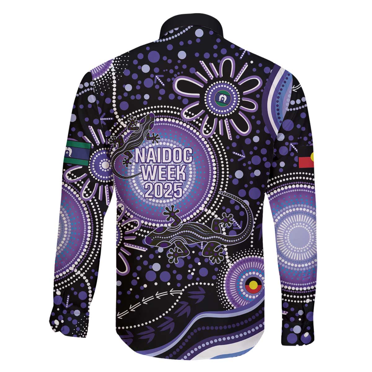 Australia NAIDOC Week Family Matching Off The Shoulder Long Sleeve Dress and Hawaiian Shirt Happy 50th Anniversary Purple Version