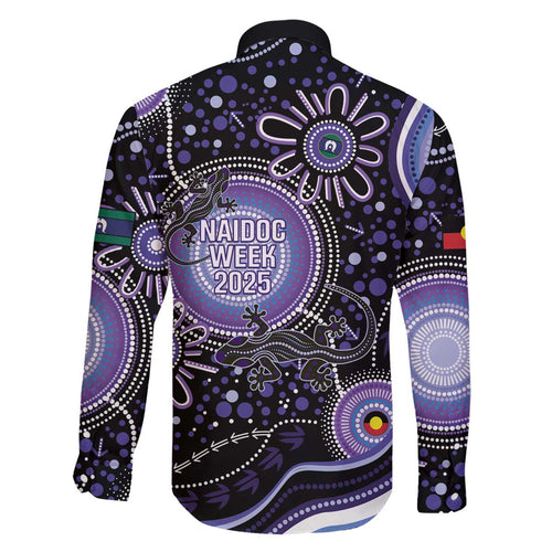 Australia NAIDOC Week Family Matching Off The Shoulder Long Sleeve Dress and Hawaiian Shirt Happy 50th Anniversary Purple Version