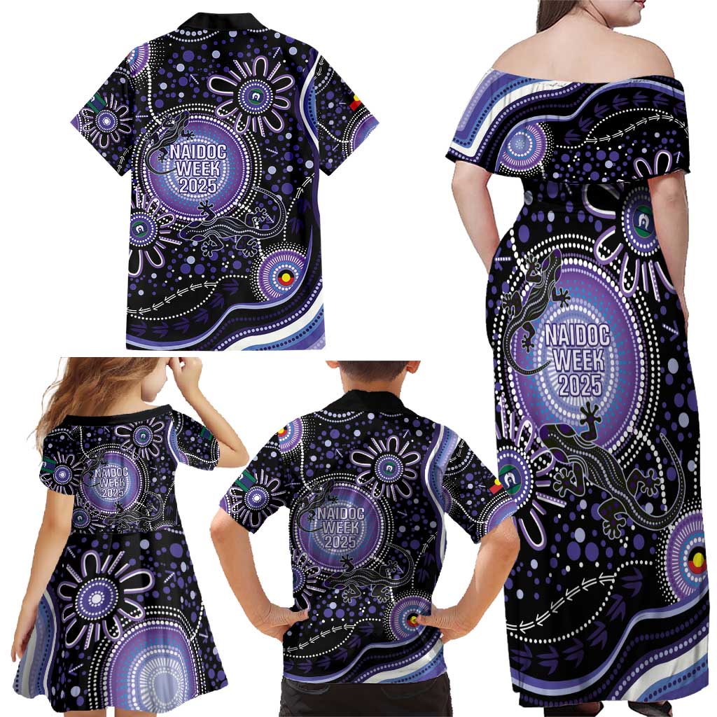 Australia NAIDOC Week Family Matching Off Shoulder Maxi Dress and Hawaiian Shirt Happy 50th Anniversary Purple Version