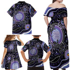 Australia NAIDOC Week Family Matching Off Shoulder Maxi Dress and Hawaiian Shirt Happy 50th Anniversary Purple Version