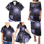 Australia NAIDOC Week Family Matching Puletasi and Hawaiian Shirt Happy 50th Anniversary Purple Version