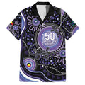 Australia NAIDOC Week Family Matching Short Sleeve Bodycon Dress and Hawaiian Shirt Happy 50th Anniversary Purple Version