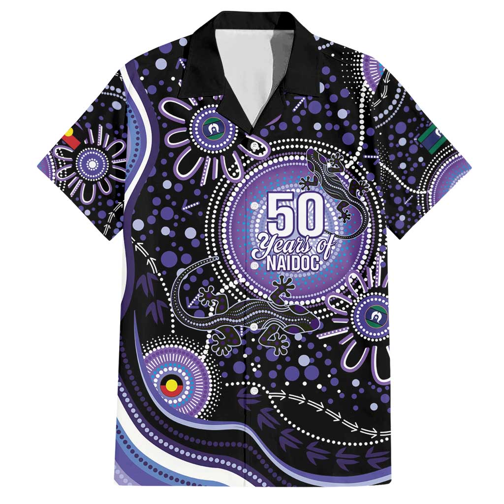 Australia NAIDOC Week Family Matching Short Sleeve Bodycon Dress and Hawaiian Shirt Happy 50th Anniversary Purple Version