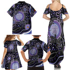 Australia NAIDOC Week Family Matching Summer Maxi Dress and Hawaiian Shirt Happy 50th Anniversary Purple Version