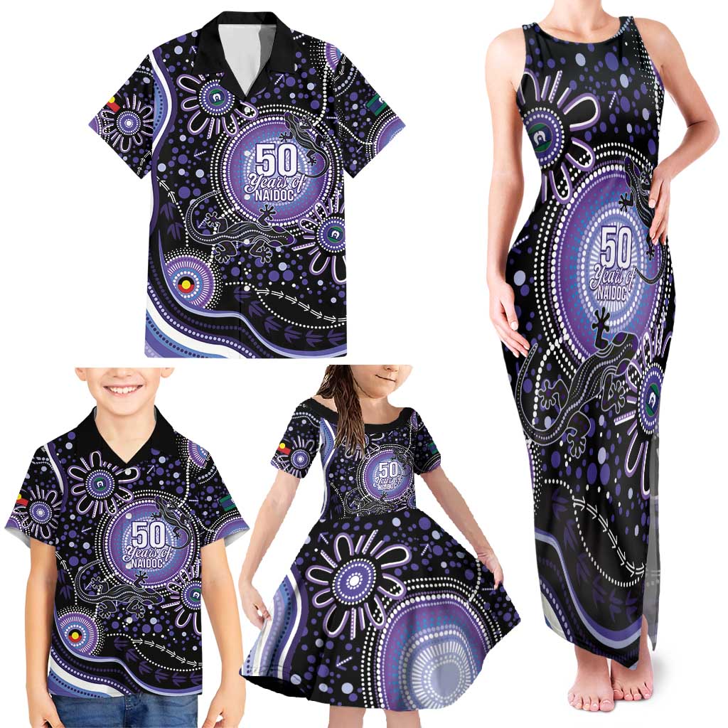 Australia NAIDOC Week Family Matching Tank Maxi Dress and Hawaiian Shirt Happy 50th Anniversary Purple Version