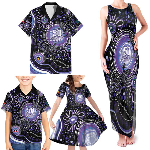 Australia NAIDOC Week Family Matching Tank Maxi Dress and Hawaiian Shirt Happy 50th Anniversary Purple Version