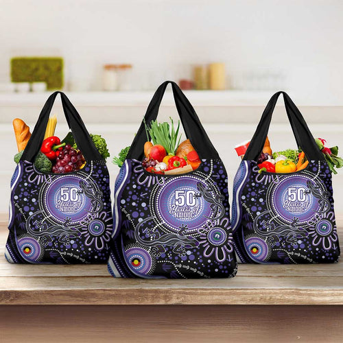 Australia NAIDOC Week Grocery Bag Happy 50th Anniversary Purple Version