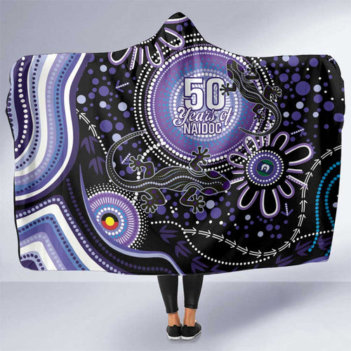 Australia NAIDOC Week Hooded Blanket Happy 50th Anniversary Purple Version