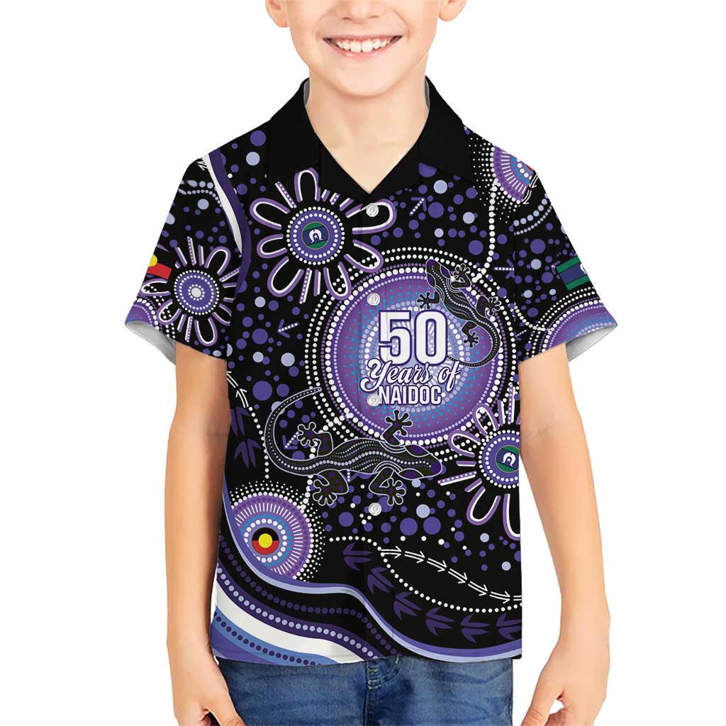 Australia NAIDOC Week Kid Hawaiian Shirt Happy 50th Anniversary Purple Version
