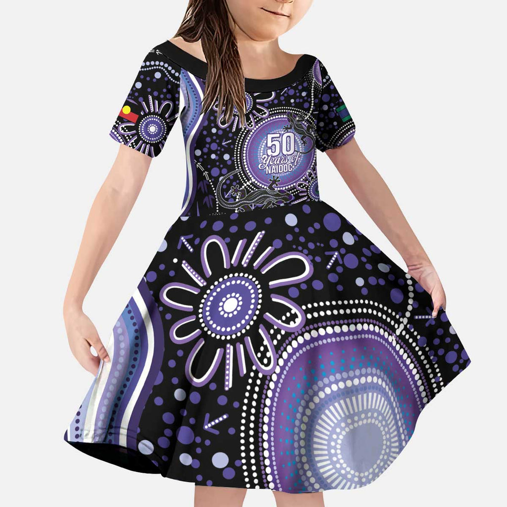 Australia NAIDOC Week Kid Short Sleeve Dress Happy 50th Anniversary Purple Version