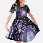 Australia NAIDOC Week Kid Short Sleeve Dress Happy 50th Anniversary Purple Version
