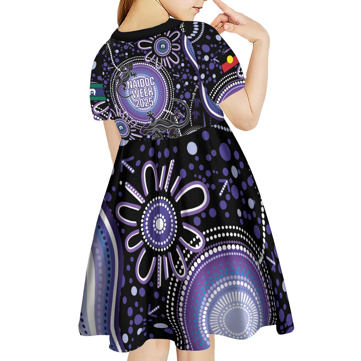 Australia NAIDOC Week Kid Short Sleeve Dress Happy 50th Anniversary Purple Version