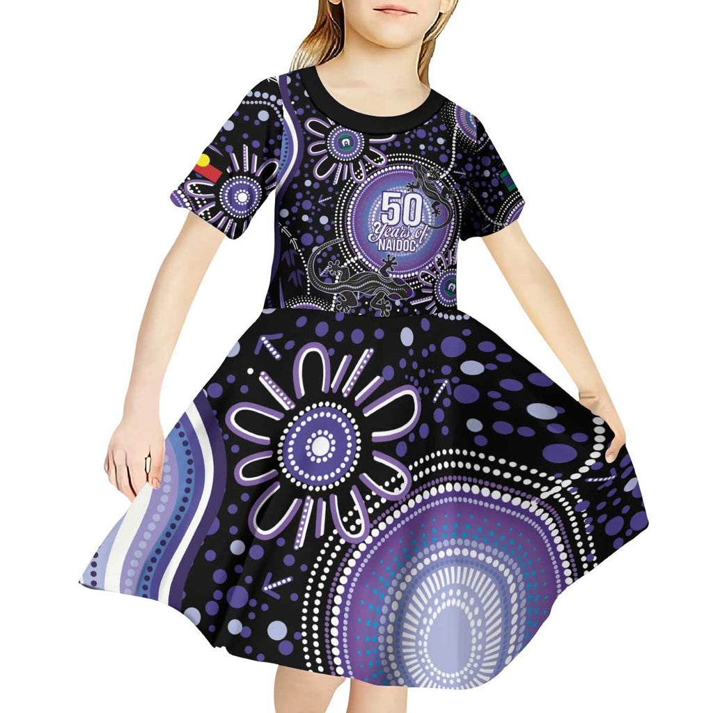 Australia NAIDOC Week Kid Short Sleeve Dress Happy 50th Anniversary Purple Version