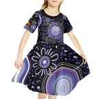 Australia NAIDOC Week Kid Short Sleeve Dress Happy 50th Anniversary Purple Version