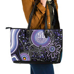 Australia NAIDOC Week Leather Tote Bag Happy 50th Anniversary Purple Version