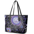 Australia NAIDOC Week Leather Tote Bag Happy 50th Anniversary Purple Version