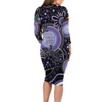 Australia NAIDOC Week Long Sleeve Bodycon Dress Happy 50th Anniversary Purple Version