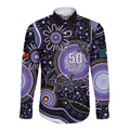 Australia NAIDOC Week Long Sleeve Button Shirt Happy 50th Anniversary Purple Version