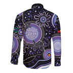 Australia NAIDOC Week Long Sleeve Button Shirt Happy 50th Anniversary Purple Version