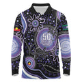 Australia NAIDOC Week Long Sleeve Polo Shirt Happy 50th Anniversary Purple Version