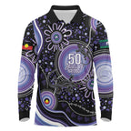 Australia NAIDOC Week Long Sleeve Polo Shirt Happy 50th Anniversary Purple Version