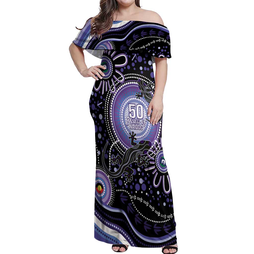 Australia NAIDOC Week Off Shoulder Maxi Dress Happy 50th Anniversary Purple Version