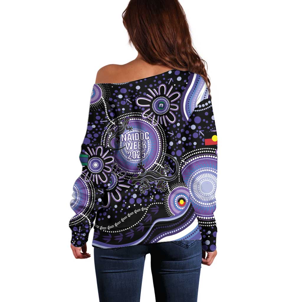 Australia NAIDOC Week Off Shoulder Sweater Happy 50th Anniversary Purple Version