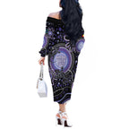 Australia NAIDOC Week Off The Shoulder Long Sleeve Dress Happy 50th Anniversary Purple Version