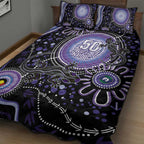 Australia NAIDOC Week Quilt Bed Set Happy 50th Anniversary Purple Version