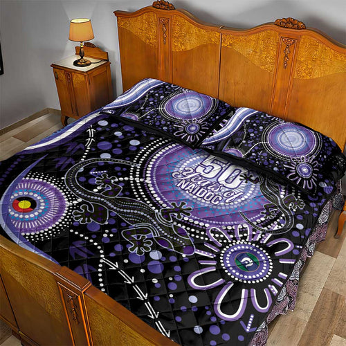 Australia NAIDOC Week Quilt Bed Set Happy 50th Anniversary Purple Version