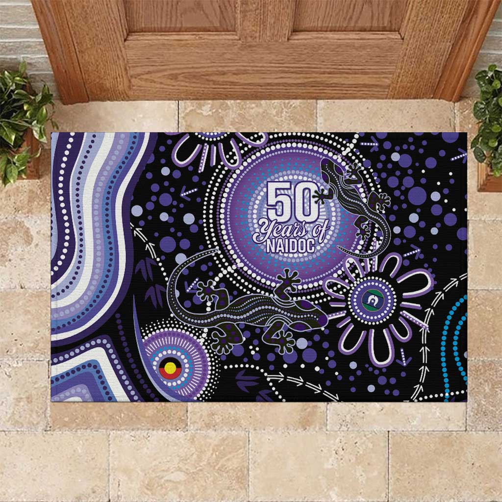 Australia NAIDOC Week Rubber Doormat Happy 50th Anniversary Purple Version