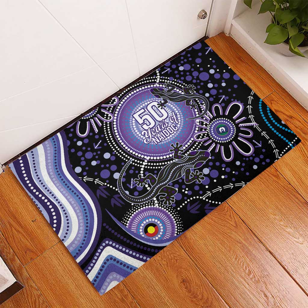 Australia NAIDOC Week Rubber Doormat Happy 50th Anniversary Purple Version