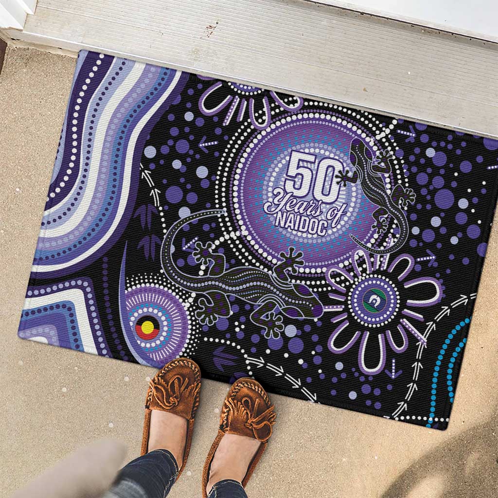 Australia NAIDOC Week Rubber Doormat Happy 50th Anniversary Purple Version