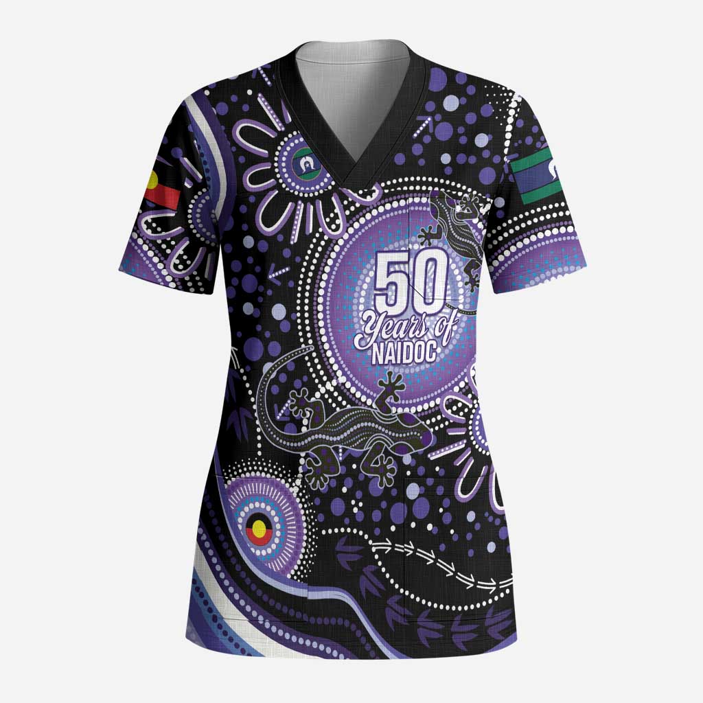 Australia NAIDOC Week Scrub Top Happy 50th Anniversary Purple Version - Aussie Hoodie