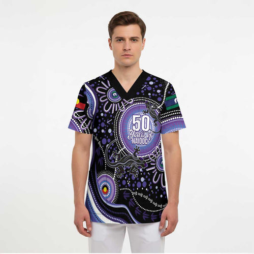 Australia NAIDOC Week Scrub Top Happy 50th Anniversary Purple Version - Aussie Hoodie