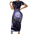Australia NAIDOC Week Short Sleeve Bodycon Dress Happy 50th Anniversary Purple Version