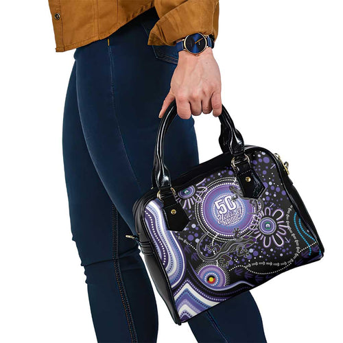 Australia NAIDOC Week Shoulder Handbag Happy 50th Anniversary Purple Version