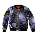 Australia NAIDOC Week Sleeve Zip Bomber Jacket Happy 50th Anniversary Purple Version
