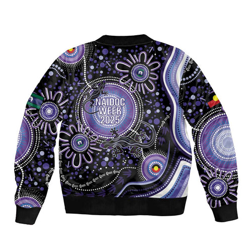 Australia NAIDOC Week Sleeve Zip Bomber Jacket Happy 50th Anniversary Purple Version