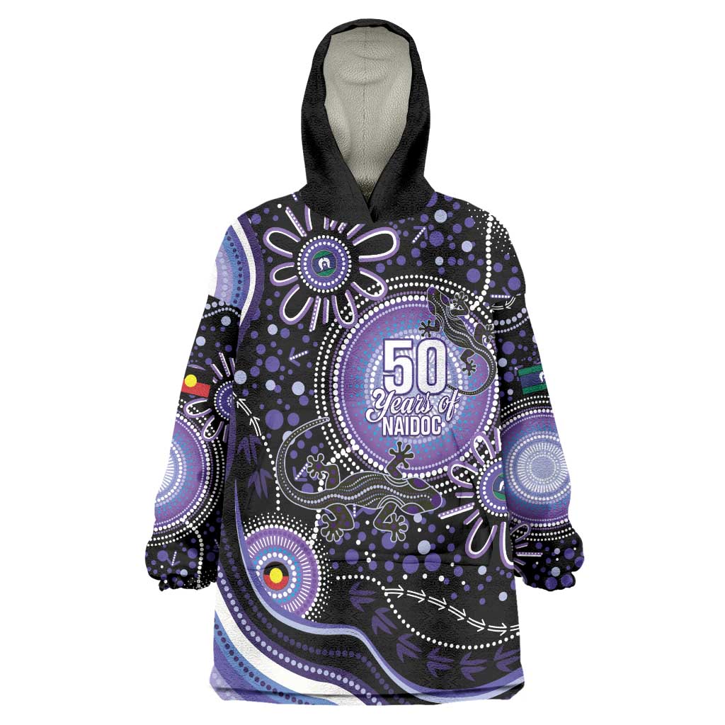 Australia NAIDOC Week Wearable Blanket Hoodie Happy 50th Anniversary Purple Version