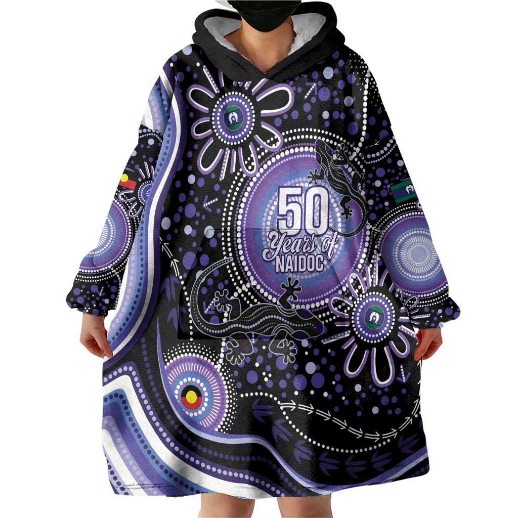 Australia NAIDOC Week Wearable Blanket Hoodie Happy 50th Anniversary Purple Version