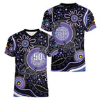 Australia NAIDOC Week Women V-Neck T-Shirt Happy 50th Anniversary Purple Version